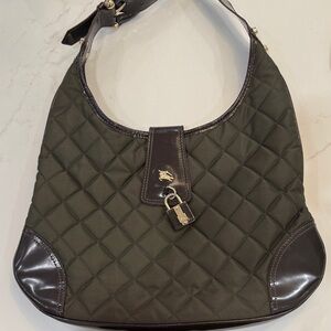 Burberry Quilted Olive and Dark Brown Hobo Bag